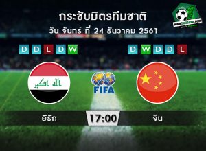วิเคราะห์บอล ฟุตบอลกระชับมิตรทีมชาติ : ประเทศอิรัก -vs- ประเทศจีน ( 24 ธ.ค. 61 )
