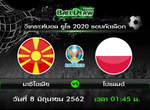 วิเคราะห์บอล ยูโร 2020 รอบคัดเลือก : มาซิโดเนีย -vs- โปแลนด์ ( 7 มิ.ย. 62 )