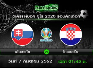 วิเคราะห์บอล ยูโร 2020 รอบคัดเลือก : สโลวาเกีย vs โครเอเชีย ( 6 ก.ย. 62 )