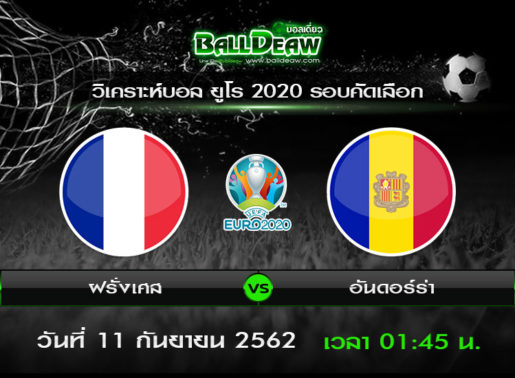 วิเคราะห์บอล ยูโร 2020 รอบคัดเลือก : ฝรั่งเศส vs อันดอร์ร่า ( 10 ก.ย. 62 )