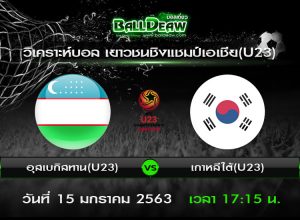 วิเคราะห์บอล ยู 23 ชิงแชมป์เอเชีย : อุซเบกิสถาน vs เกาหลีใต้  ( 15 ม.ค. 63 )