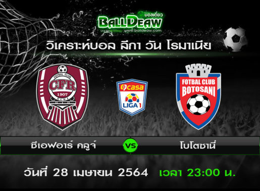 วิเคราะห์บอล ลีกา วัน โรมาเนีย : ซีเอฟอาร์ คลูจ์ -vs- โบโตซานี่ ( 28 เม.ย. 64 )