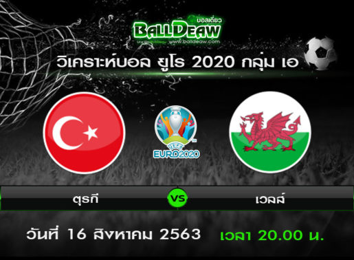 วิเคราะห์บอล ยูโร 2020 กลุ่ม เอ : ตุรกี -vs- เวลส์ ( 16 มิ.ย. 64 )