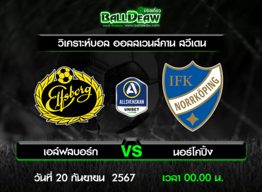 วิเคราะห์บอล ออลสเวนส์คาน สวีเดน : เอล์ฟสบอร์ก -vs- นอร์โคปิ้ง ( 19 ก.ย. 67 )