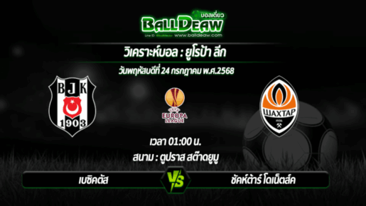 วิเคราะห์บอล ยูโรป้า ลีก : เบซิคตัส -vs- ชัคห์ต้าร์ โดเน็ตส์ค ( 24 ก.ค. 68 )