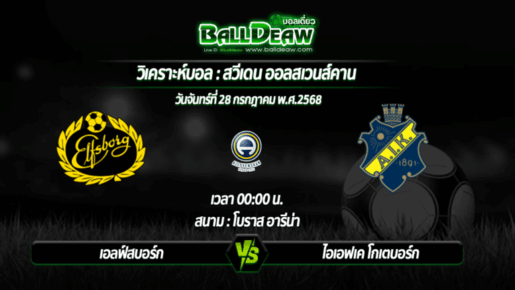 วิเคราะห์บอล สวีเดน ออลสเวนส์คาน : เอลฟ์สบอร์ก -vs- ไอเอฟเค โกเตบอร์ก ( 28 ก.ค. 68 )