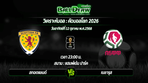 วิเคราะห์บอล คัดบอลโลก 2026 : สกอตแลนด์ -vs- เบลารุส ( 12 ต.ค. 68 )